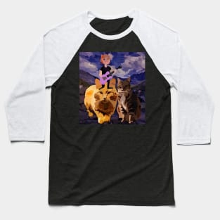 watercolor cat playing guitar on cat Baseball T-Shirt